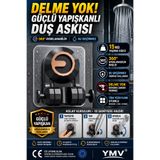 YMV Yeni Nesil Her Yöne Ayarlanabilir Yapışkanlı Su Geçirmez Duş Banyo Seti Tutacağı Duş Askısı