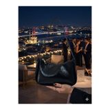 YMZBAG Siyah Desenli Rugan Baget Omuz Ve El Çantası