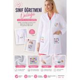 YnkStore Sınıf öğretmeni önlüğü 1. Kalite alpaka beyaz baskılı önlük öğretmen