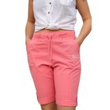 YNS BOUTİQUE Kadın Keten Şort - 2050 PEMBE 3XL