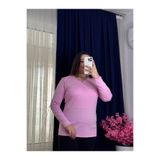 YNS BOUTİQUE yeni - Yns - Kadın Pamuklu Ribana%100 T-shırt Bluz Uzun Kollu Pembe yeni pudra M