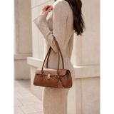 YNS Collection Kadın Çift Saplı Kapaklı Baget Omuz Çantası - 88-Taba