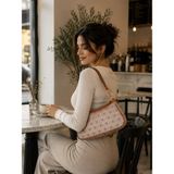 YNS Collection Kadın Monogram Baskılı Baget ve Omuz Çanta - Bej - Taba