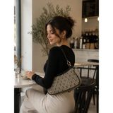 YNS Collection Kadın Monogram Baskılı Baget ve Omuz Çanta - --Siyah