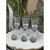 YNSK 6’lı Kristal Top Ayaklı Kahve Yanı Su & Meşrubat & Sunum Bardağı - Füme - Gri