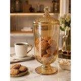 YNSK Chacha Home Cam Kapaklı Ayaklı Drajellik Şekerlik 780 ml (24 Cm) - Dekoratif Sunumluk ve Kavanoz - Bal