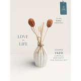 YNSK Love In Life | Ithal Seramik Vazo Çubuklu Dekoratif Oda Kokusu Seti | Oda Kokusu Hediyeli - Beyaz