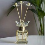 Ynsk Luxury Kristal Taşlı Çubuklu Oda Kokusu Şişesi 100 ml - Dekoratif Cam Şişe Ev & Ofis Kokusu - Şeffaf - Bal Rengi