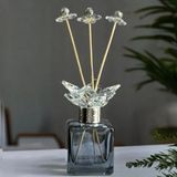 Ynsk Luxury Kristal Taşlı Çubuklu Oda Kokusu Şişesi 100 ml - Dekoratif Cam Şişe Ev & Ofis Kokusu - Şeffaf - Füme