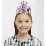 YNT İthalat Gümüş Renk Taç Üzeri Pembe Birthday Prenses Yazılı Çocuk Parti Tacı 11X12 Cm SM-SMR-D217
