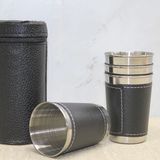 Ynt İthalat KH-ALK3925 Derili Kılıflı 4'lü Shot Bardak