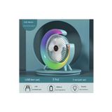 YNT İthalat Masaüstü Vantilatör Usb Şarjlı Rgb Led Işıklı 3 Kademeli 180° Ayarlanabilir Soğutucu Fan Mavi