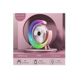 YNT İthalat Masaüstü Vantilatör Usb Şarjlı Rgb Led Işıklı 3 Kademeli 180° Ayarlanabilir Soğutucu Fan Pembe