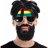 YNT İthalat Rasta Peruklu Rasta Sakallı Bob Marley Bıyıklı Parti Gözlüğü 27X18 Cm SM-SMR-D121