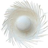 YNT İthalat SM-SMR-E007-B Tropikal Parti Beyaz Hasır Hawaii Şapkası 13X36 Cm