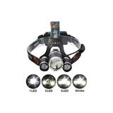 Ynt İthalat T6 Kafa Feneri 5000 Lumens 3xcree Xm-T6+2r5 Lamba LED Kamp Lambası