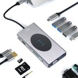 yoerm Yerleştirme İstasyonu USB C Hub 13'ü 1 arada Kablosuz Şarj İstasyonu, USB C - HDMI, Ethernet, VGA, 5 USB ve SD/TF, 100W PD, 3,5 mm Ses