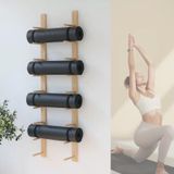 Yoga Matı Duvar Depolama Rafı, Yoga Matı ve Masaj Ruloları için 3/6/9 Raflı Ahşap Stand, Ev Spor Salonu ve Yoga Alanı için Şık Organizatör,