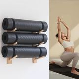 Yoga Matı için Ahşap Duvar Askısı - Spor Ekipmanları için Depolama Rafı, Spor Salonu Paspasları ve Köpük Merdaneler - Ev ve Spor Salonu için Yer Tasarruflu Raf