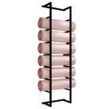 Yoga paspasları ve köpük silindirler için 7 katmanlı metal tutucu, duvar depolama rafı, ev spor salonu için, antrenman organizatörü (siyah, 125 cm/49,25 inç)