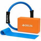 Yoga Pilates Seti – Pilates Çemberi + Yoga Blok + 120 x 15 cm Bant Plates Lastiği - Mavi