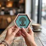 Yoga ve Yaşam Ağacı Temalı Minimalist Obje, Ev ve Ofis İçin Estetik Mini Dekor 10x10 cm