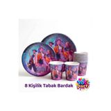 Yogi parti K -Pop Temalı Tabak Bardak 8 li Set Doğum günü malzemeleri