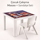 Yognetic Çocuk Çalışma Masası + Sandalye Seti Ders & Aktivite Masası Seti 0-3 Yaş - Beyaz