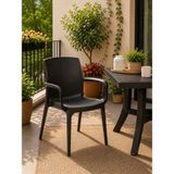 Yognetic Premium Rattan Desenli, Dayanıklı, Kollu Bahçe & Balkon Sandalyesi (2 Adet) - Siyah