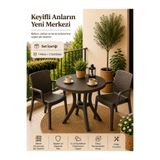 YOGNETIC Rattan Bahçe & Balkon Masa Sandalye Seti | 80 CM Yuvarlak Masa + 2 Sandalye