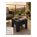 YOGNETIC Rattan Desenli Dayanıklı Yan Sehpa | Bahçe, Balkon, Şezlong Sehpası 45x45x42 CM