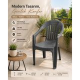 Yognetic Rattan Desenli Kollu Sandalye | Bahçe & Balkon Sandalyesi - 2 Adet - Antrasit