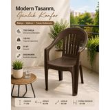 Yognetic Rattan Desenli Kollu Sandalye | Bahçe & Balkon Sandalyesi - 2 Adet - Kahverengi