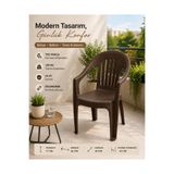YOGNETIC Rattan Desenli Kollu Sandalye | Bahçe & Balkon Sandalyesi - 2 ADET