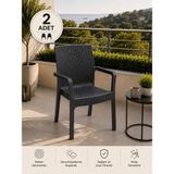 Yognetic Veyra Rattan Kollu Plastik Bahçe & Balkon Sandalyesi | Dayanıklı, Geniş Oturum - 2 Adet - Antrasit