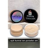 Yoğun Kapatıcı Porselen Fondöten & Transparan Pudra Set N01 Açık Kumral Ten + Sünger + Göz Kalemi