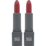 Yoğun Renk Veren Uzun Süre Kalıcı Nemlendirici Kadifemsi Mat Ruj - Lipstick 415 Dusty Pink (2 Paketi) - Option-1