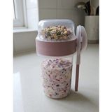 Yoğurt Müsli Taşıma Kabı 500+200 ml - Kaşık Çatallı Yulaf, Yemek, Yoğurt, Müsli Taşıma Kabı, Saklama Kabı - Elçi Home