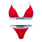 Yohannes Club Kadın, İç Çamaşırı Takımı, (Üçgen Sütyen- lastik Brazilian Külot) (Kırmızı, Medium (M))