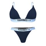 Yohannes Club Kadın, İç Çamaşırı Takımı, (Üçgen Sütyen- lastik Brazilian Külot) (Lacivert, Large (L))