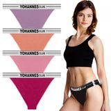 Yohannes Club, Kadın Lastik Bantlı Brazilian Külot, Çok Renkli, Çoklu Paket, 4'Lü Paket