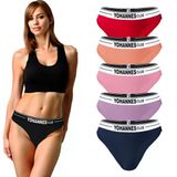 Yohannes Club, Kadın Lastik Kemerli Bikini Slip, 5'Li Paket, Çoklu Renk