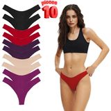 Yohannes Club Kadın, Pamuklu Basic Tanga Külot, 10'lu Paket, Assorted Thong Pack, Ekonomi Set - Karışık - Kırmızı