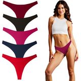 Yohannes Club Kadın Pamuklu Basic Tanga Külot, 5'li Paket,konforlu günlük giyim - Somon - Lila - Pembe - Kırmızı - Bordo