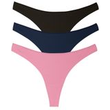 Yohannes Club Kadın, Pamuklu Basic Tanga Külot, Çoklu Paket (Pudra, Lacivert, Siyah, Medium (M))