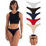 Yohannes Club, Pamuklu Basic Tanga Külot, 5'li Paket, Chiloti Tanga, Konforlu Bel Lastiği - Şehir - XL