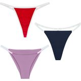 Yohannes Club YohannesClub, Kadın, 3'lü String Set, (Brazilian, T-Thong ve Thong String Set), Lila, Lacivert, Kırmızı