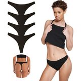 Yohannes Club Yohannesclub, Kadın, Pamuklu Basic Tanga Külot, 4'lü Paket, Siyah - XL