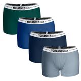 YohannesClub Erkek Çocuk Pamuklu İç Çamaşırı; Boxer (Çoklu Paket) (Bulut Mavi, Zeytin Yeşili, Saks Mavisi, Lacivert, 7-8 Yaş)