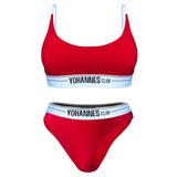 YohannesClub, Kadın, İç Çamaşırı Takımı, (Bralet Sütyen-Bikini Külot) (Kırmızı, Large (L))